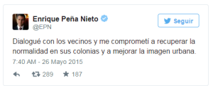 Acuna Coahuila tweet pena nieto vecinos
