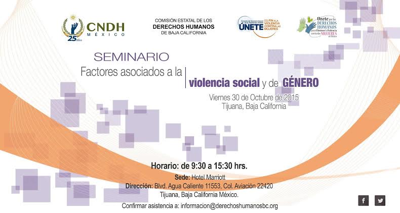 Invita CEDHBC a seminario sobre factores asociados a la violencia social y de género