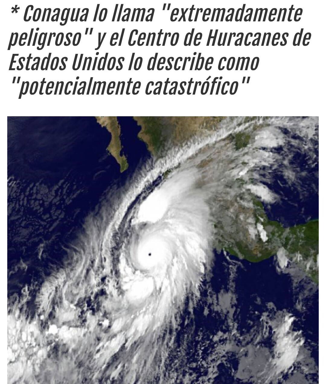 El huracán Patricia se dirige hacia la Costa del Pacífico Mexicano