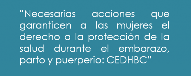 Necesarias acciones que garanticen a las mujeres el derecho a la protección de la salud durante el embarazo: CEDHBC