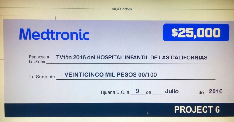 Dona Medtronic México apoyo de 25 mil pesos al Hospital Infantil de las Californias