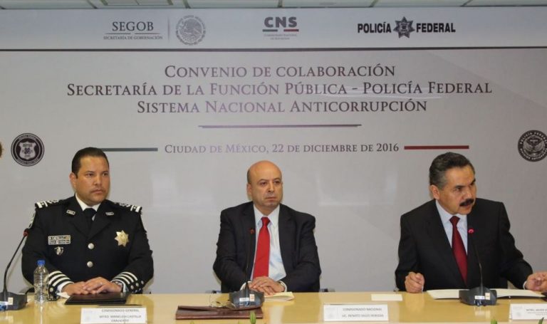 La Comisión Nacional de seguridad signó convenio con la Secretaría de la Función Pública para fomentar acciones contra la corrupción