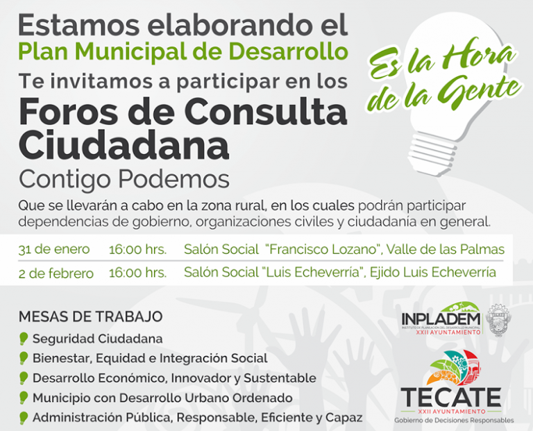 Gobierno Municipal de Tecate invita a participar en los foros de consulta ciudadana