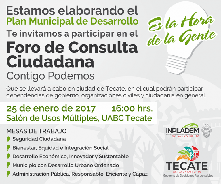 Gobierno Municipal de Tecate invita a participar en los foros de consulta ciudadana