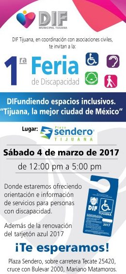 Invita DIF Tijuana a primera Feria para personas con discapacidad