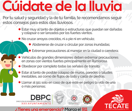 Protección Civil del Municipio emite recomendaciones por lluvias