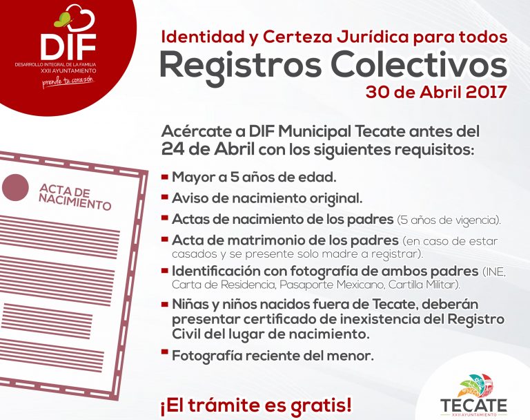 Inicia DIF Tecate recepción de documentos para Registros Colectivos