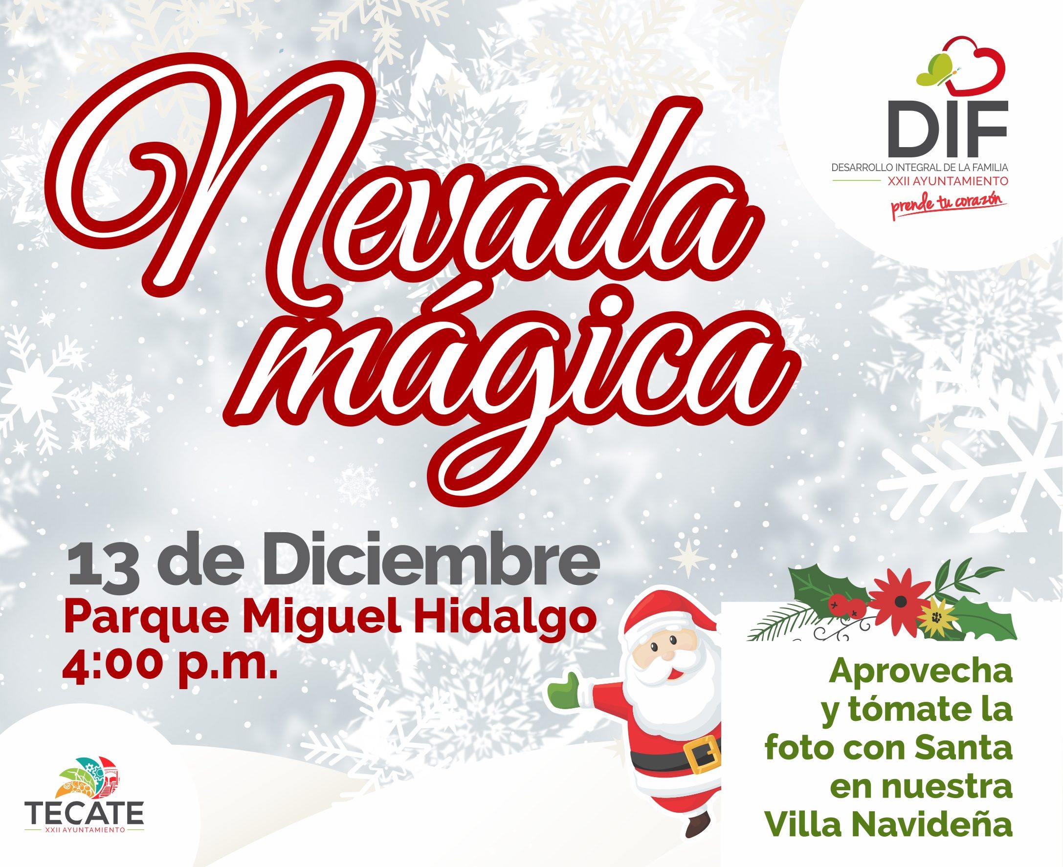 Invita DIF Tecate a Nevada Mágica en el parque Miguel Hidalgo