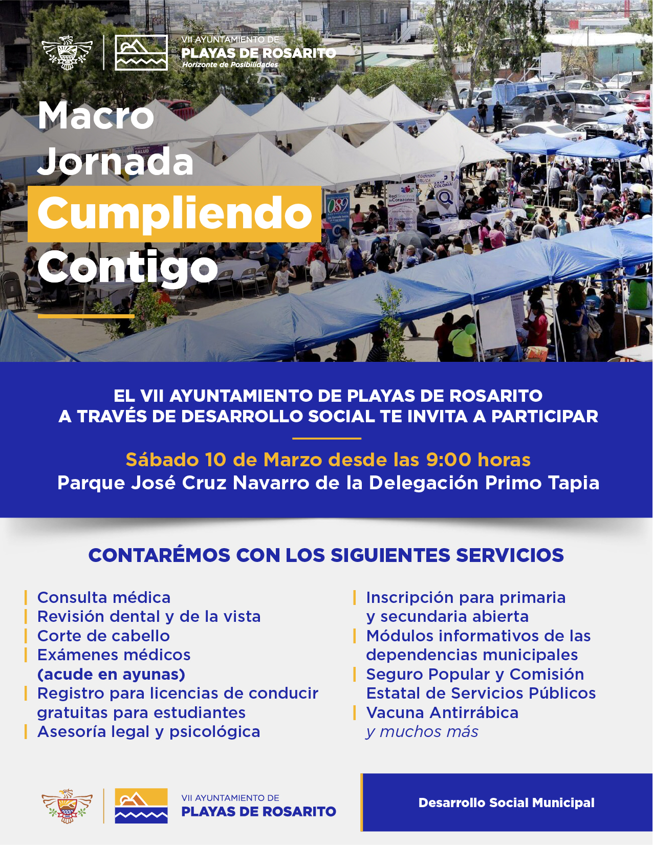 VII Ayuntamiento de Playas de Rosarito invita a Macro Jornada “Cumpliendo Contigo“