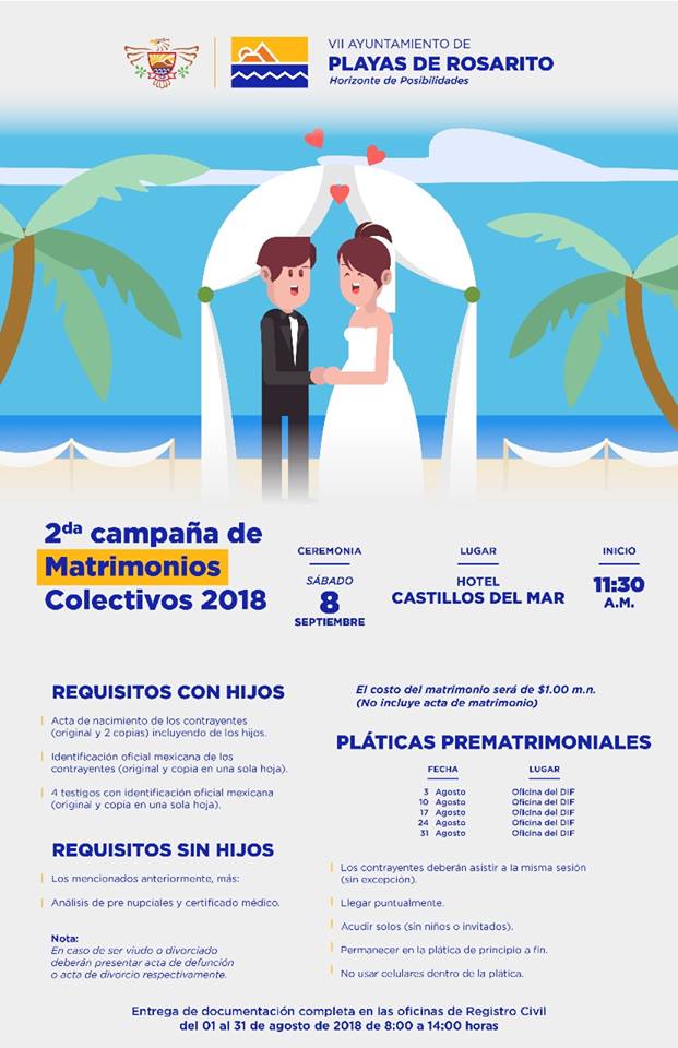 Gobierno Municipal realizara matrimonios colectivos en la playa