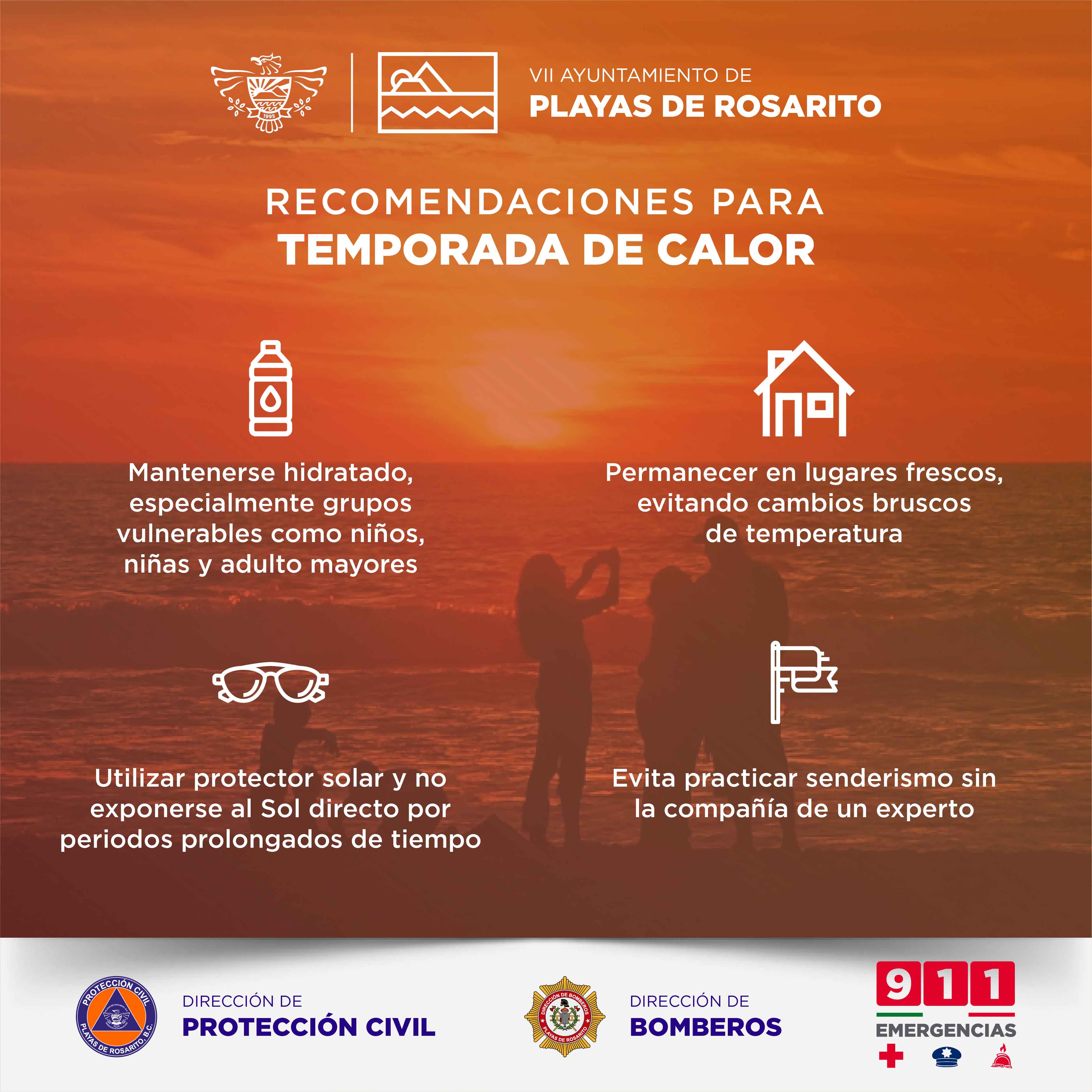Ayuntamiento de Playas de Rosarito activa pre alerta por ola de calor en la región