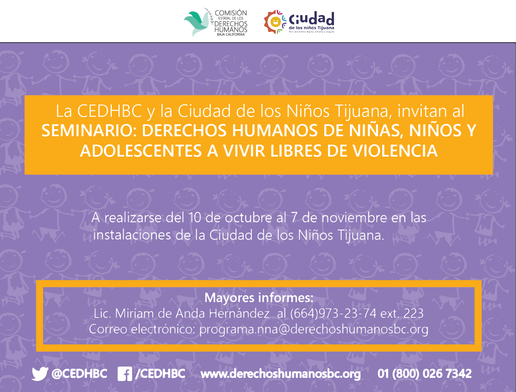 Invitan a seminario sobre derechos humanos de niñas, niños y adolescentes a vivir libres de violencia