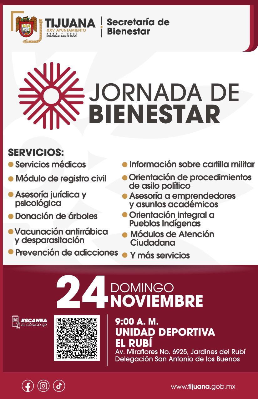 SERÁ ESTE DOMINGO 24 JORNADA DE BIENESTAR EN EL RUBÍ