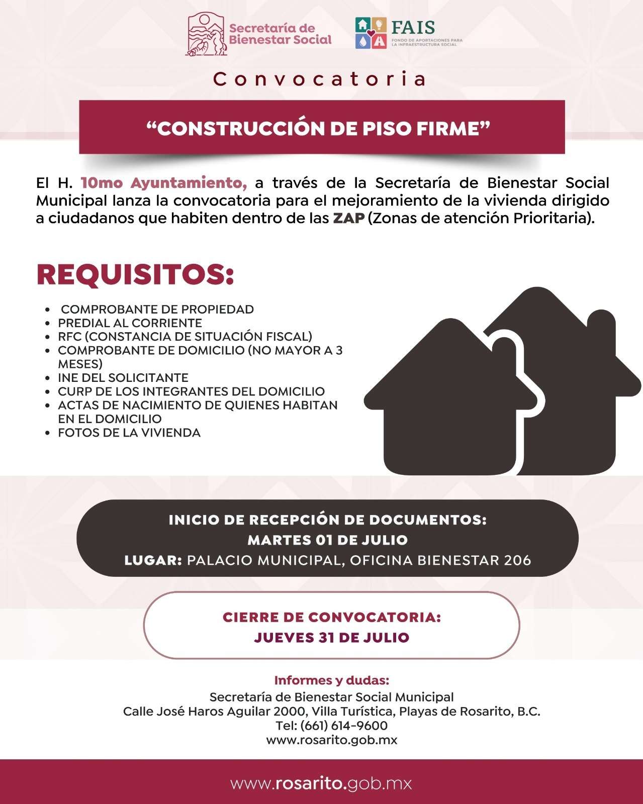 Gobierno de Rocio Adame invita al programa “Construcción de Piso Firme”