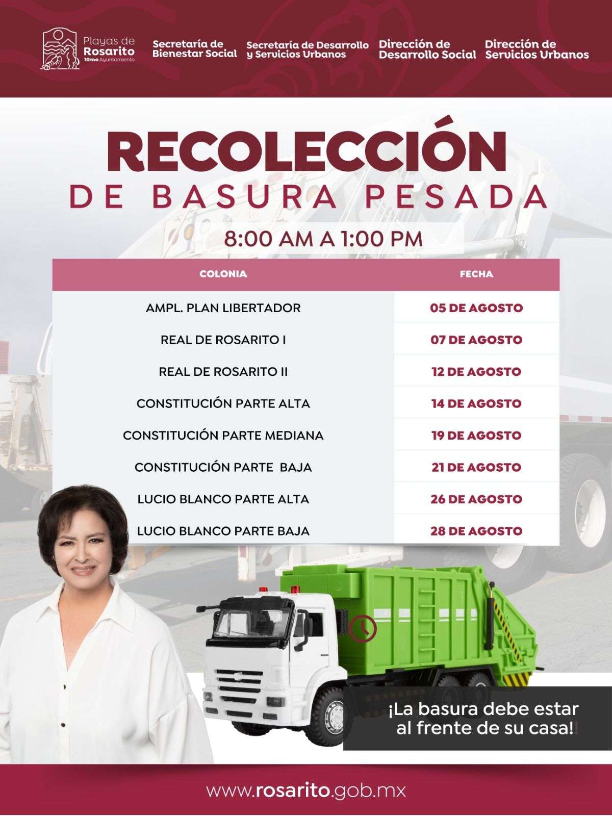 Gobierno de Rocio Adame continúa con la recolección de basura pesada